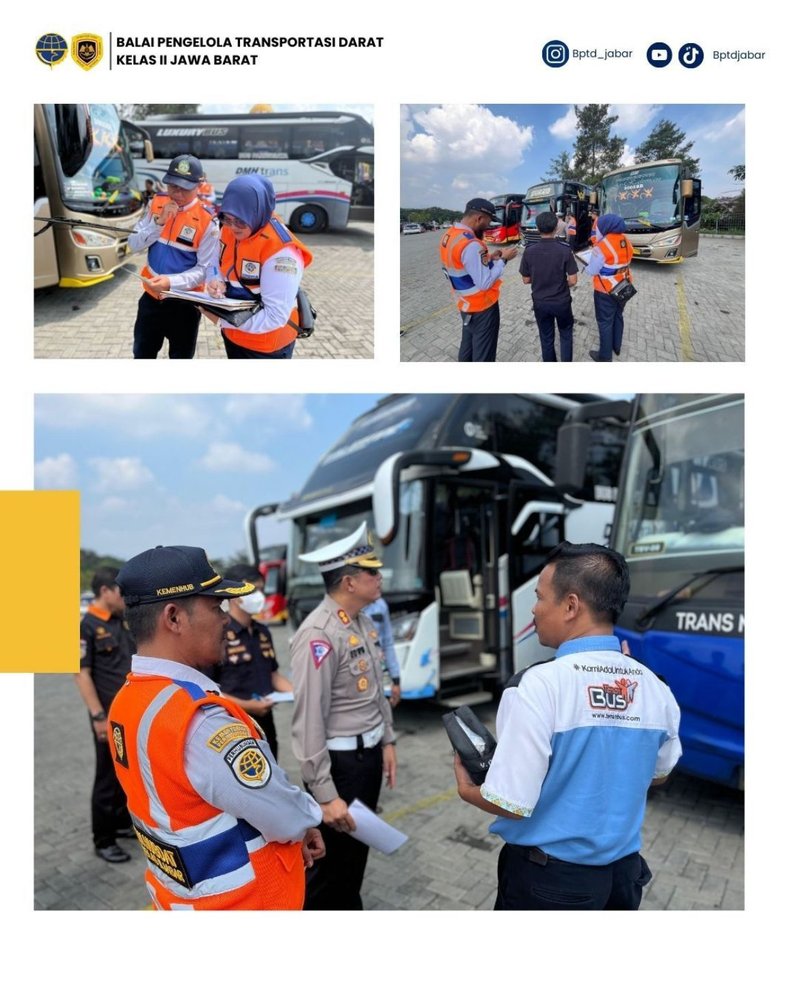Kolaborasi Ditlantas Polda Jabar & BPTD Jabar Laksanakan Pemeriksaan Angkutan Pariwisata